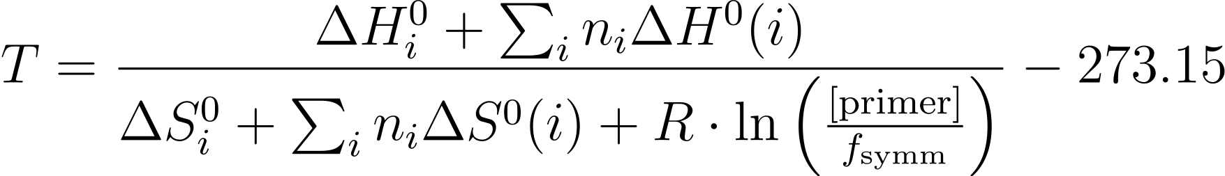 Melting temperature equation.